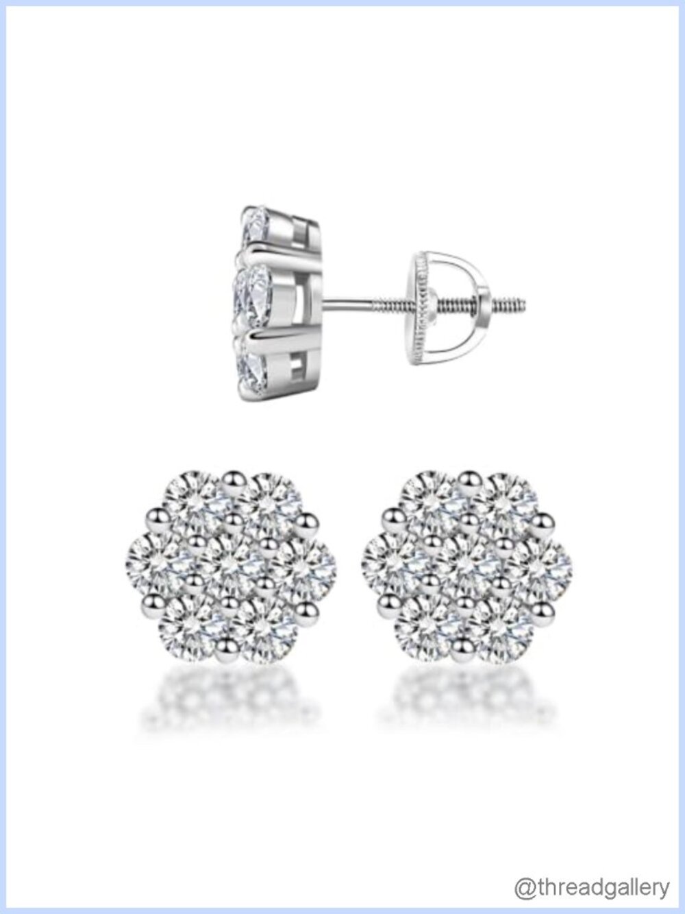 Moissanite Flower Stud Earrings 925 Sterling Silver Screw Back
